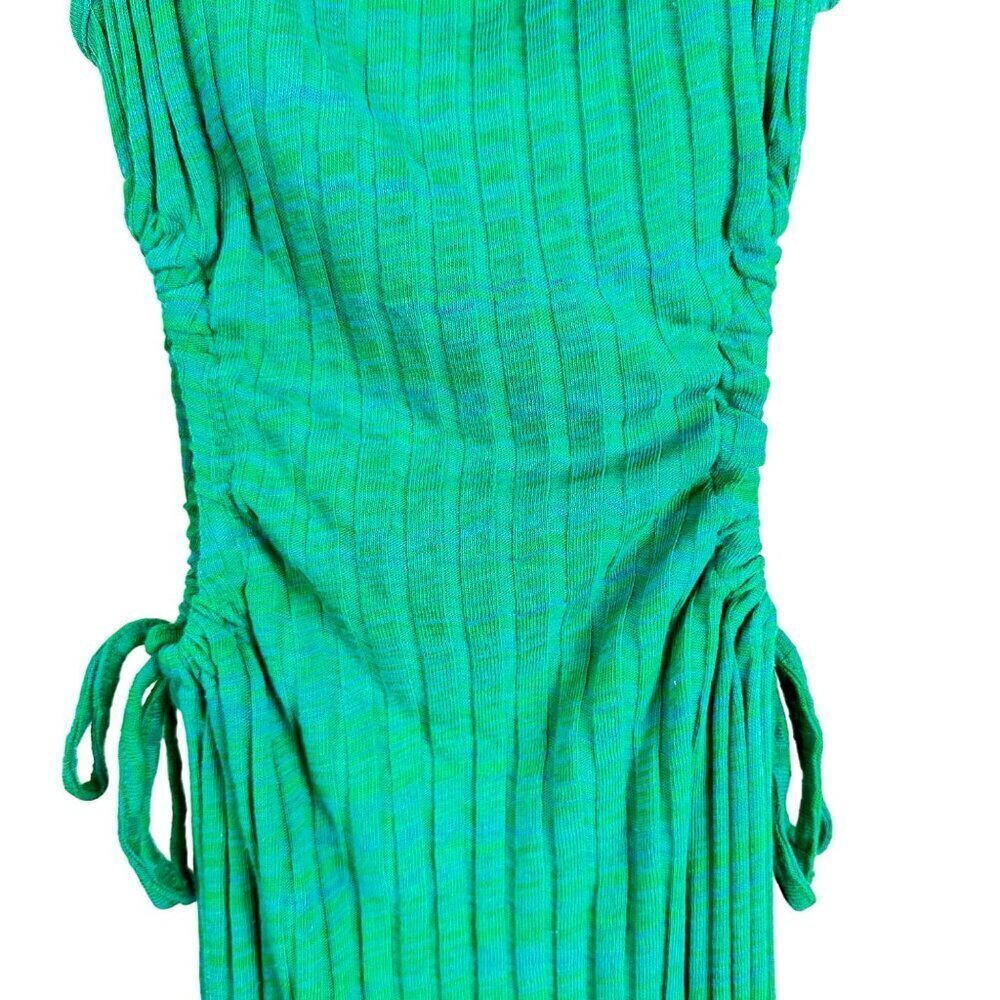 Zara Blue Green Strappy Ribbed Knit Cut Outs Midi Bodycon Dress Small - Picture 5 of 13